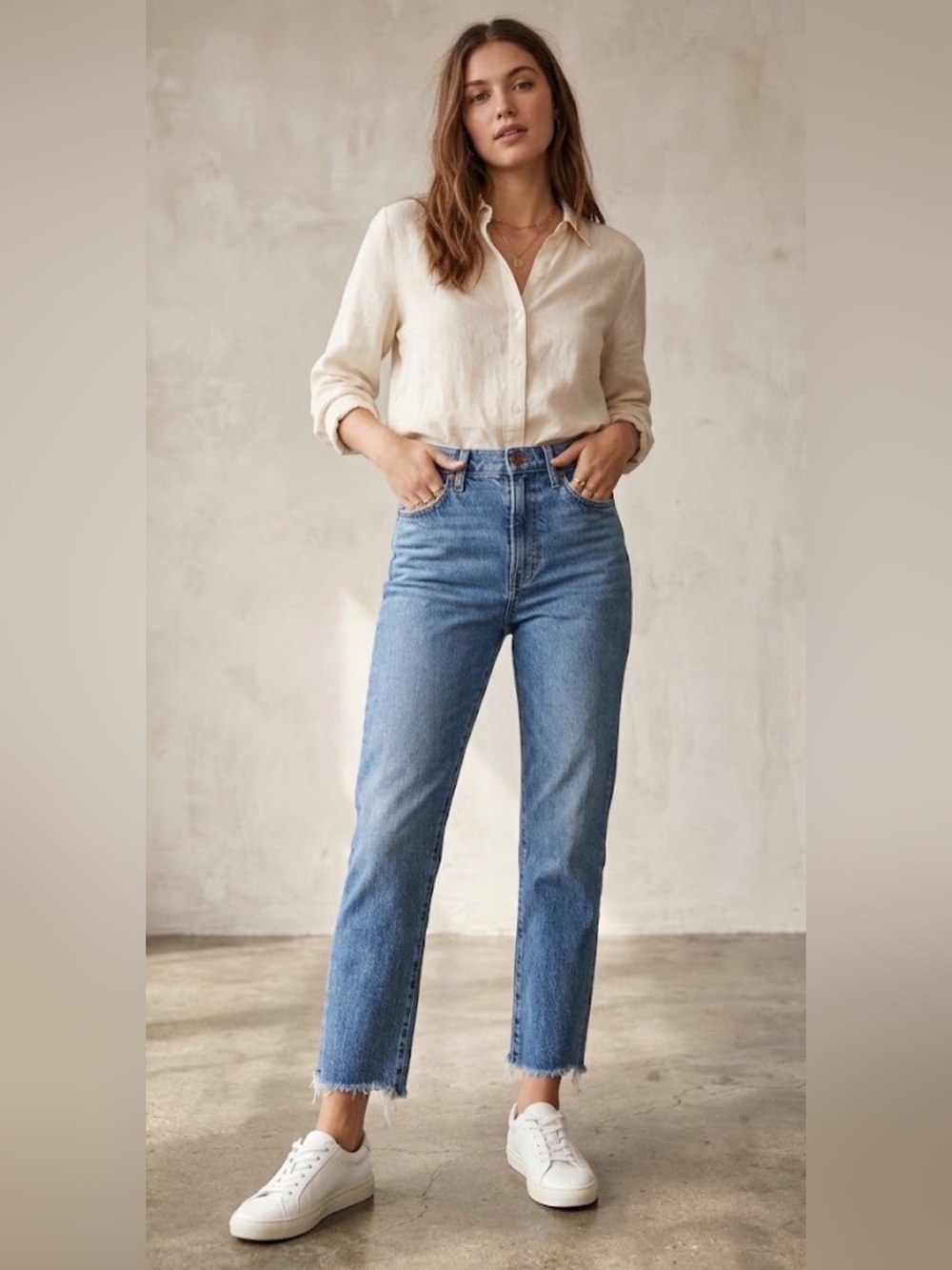 Madewell The Perfect Vintage Crop Jeans with Raw Hem - Medium Wash - Sz 29